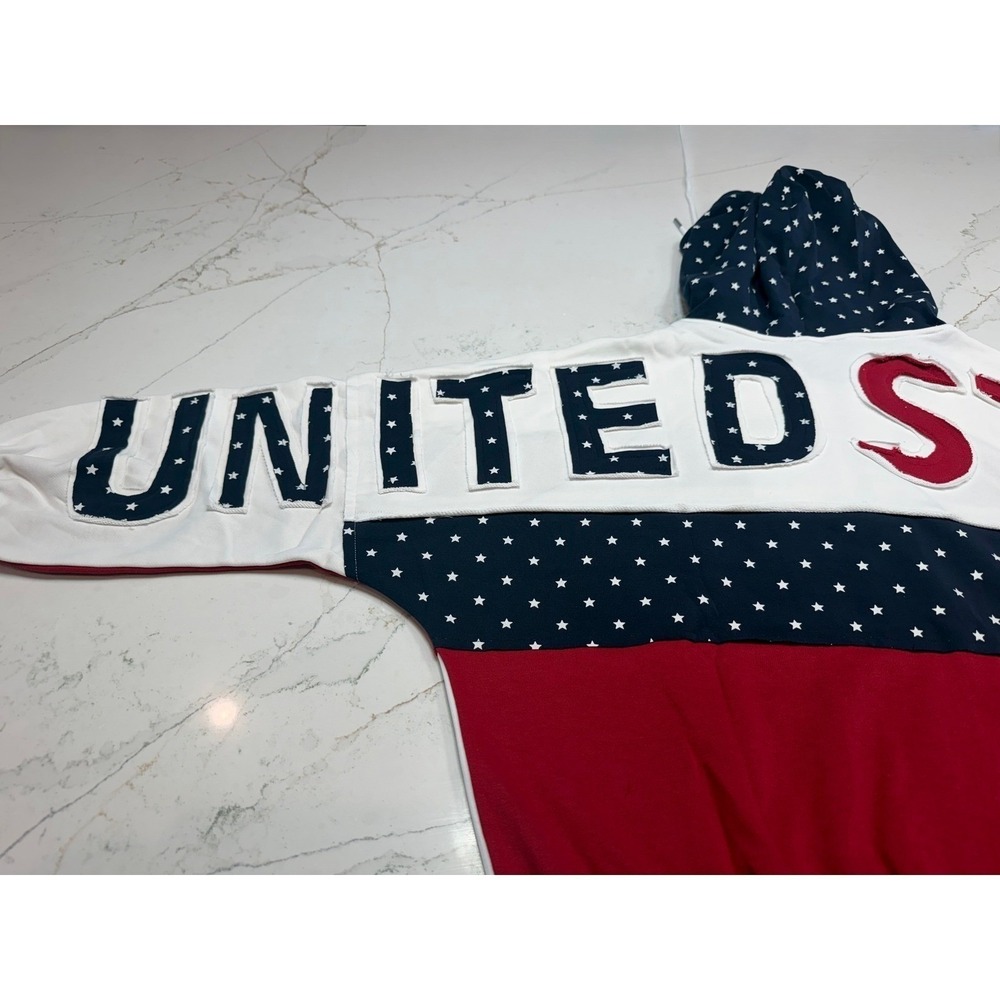 United States Red White Blue USA Flag Oversized Zip Up Hoodie Size S - Picture 4 of 12